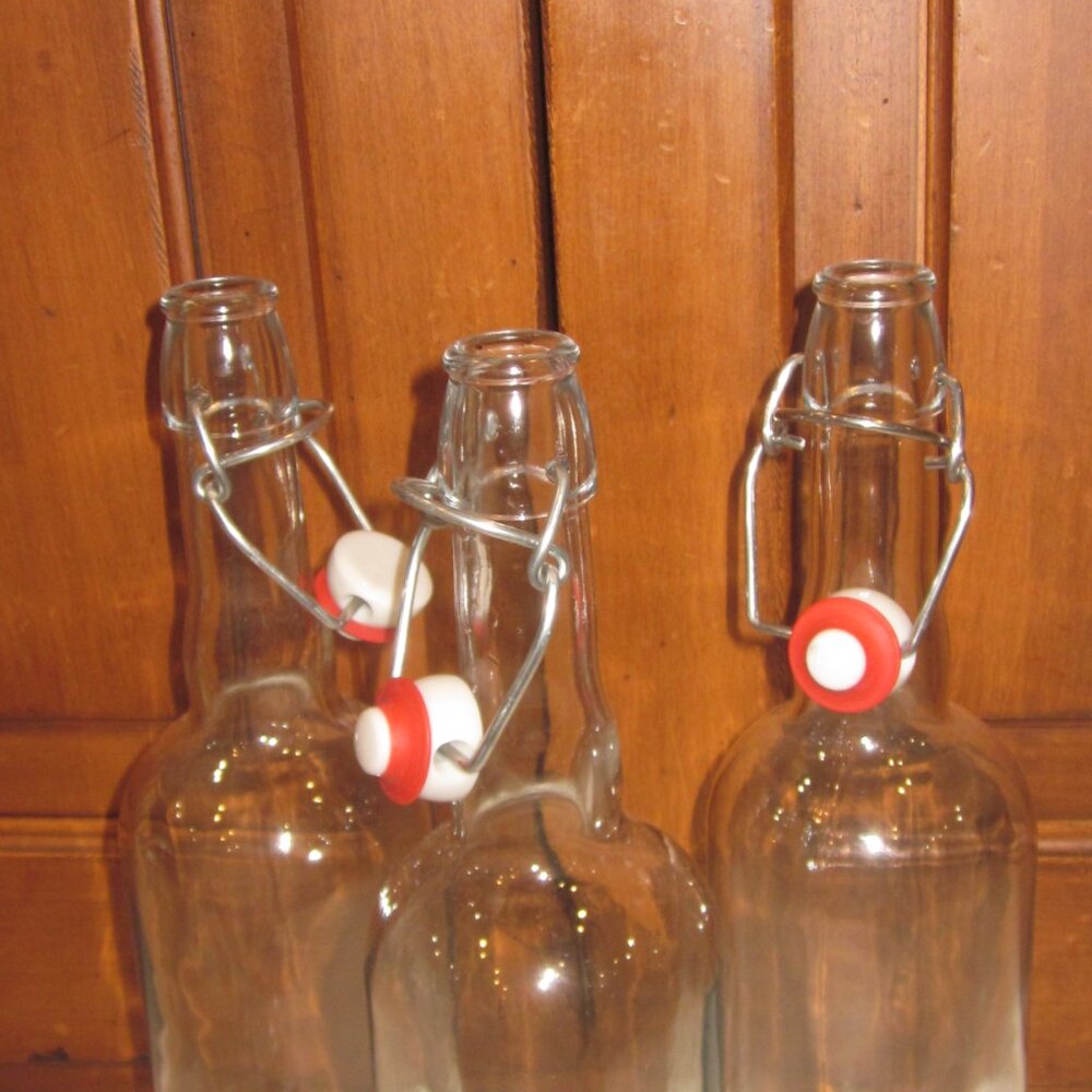 Glass Bottles Flip Top Cap 24oz each Set of 2 - Picture 3 of 3